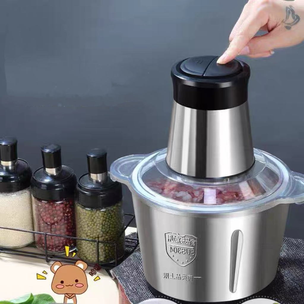 頑丈な電気式みじん切り機 – 野菜・肉用ダブルブレード仕様  2.